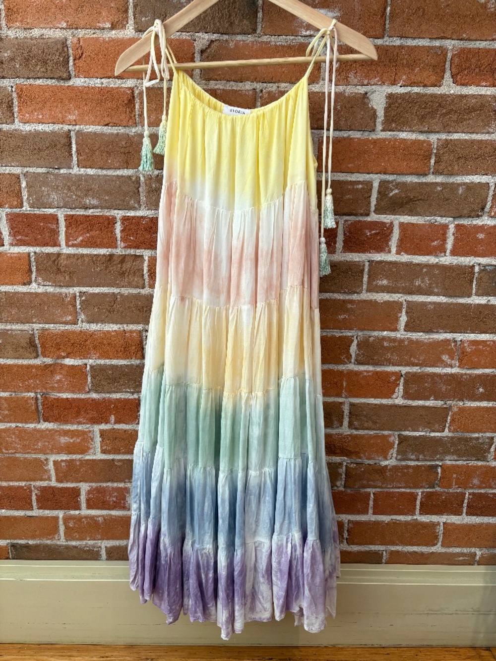 Storia Sea Breezy Pastel Ombré Tie Dye Maxi Dress Size S